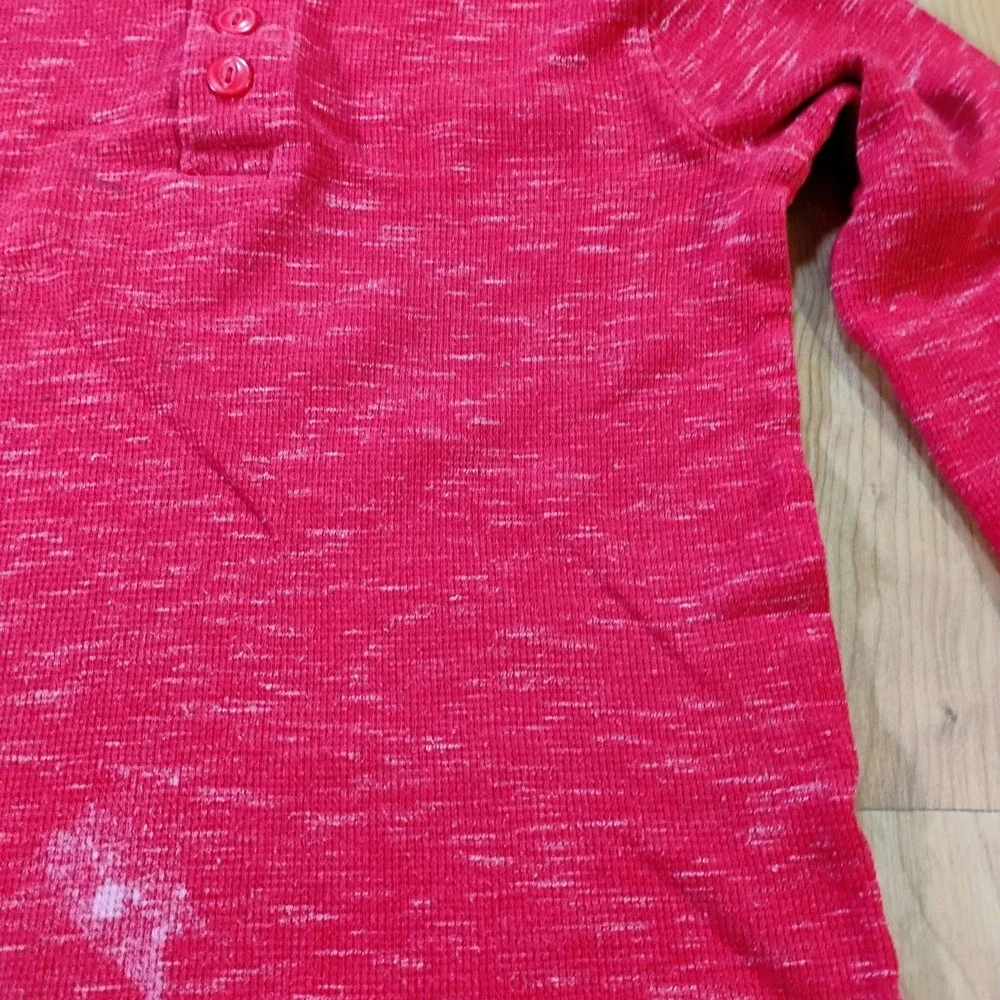 Oshkosh B'gosh Boy's Size 5T Red Qtr Button Thermal Long Sleeve Tee Shirt